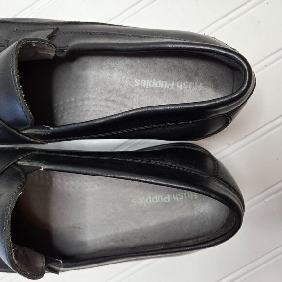 Hush Puppies Loafer Dress Shoes Men's Size 10 Shoreline Black Leather Slip On - Picture 10 of 10